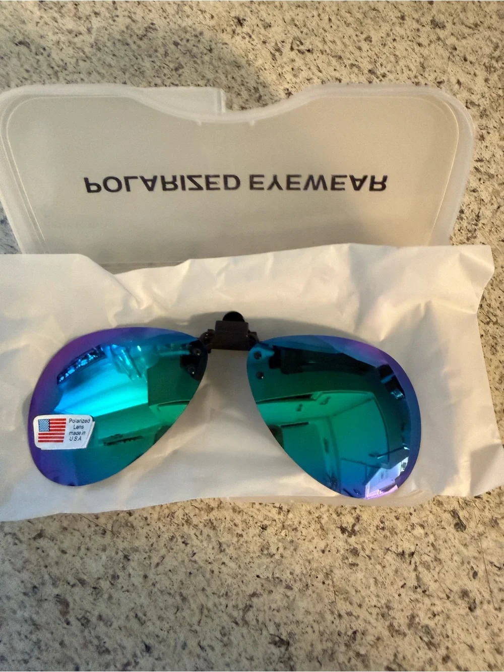Polarized Clip-On Sunglass Lenses - Mirrored Blue Green